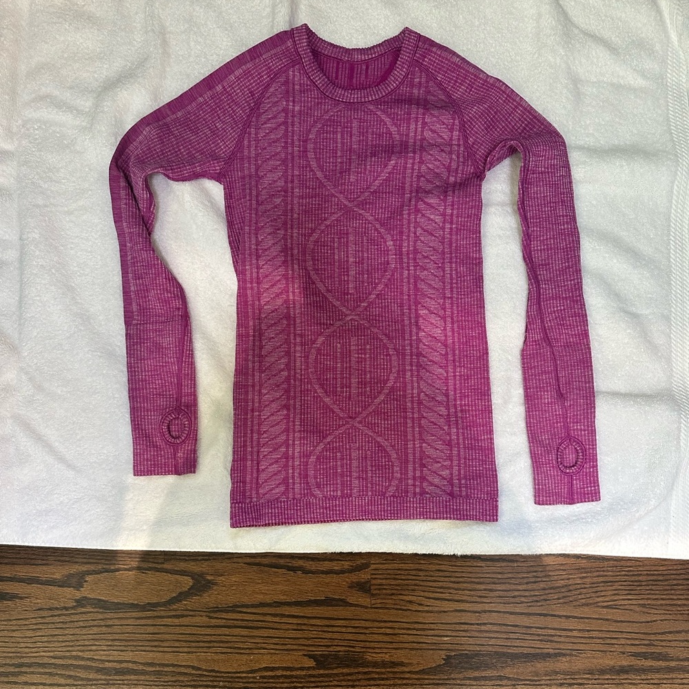 LULULEMON tech shirt long sleeve purple pink SIZE 2 SMALL